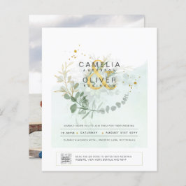 BUDGET Greenery写真結婚式招待状QRコードF