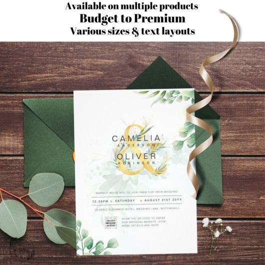 BUDGET Greenery写真結婚式招待状QRコードF チラシ