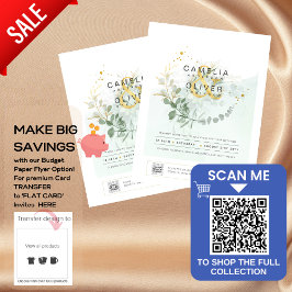 BUDGET Greenery写真結婚式招待状QRコードF チラシ