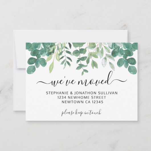 Budget Greenery引っ越しました発表 ノートカード (正面)