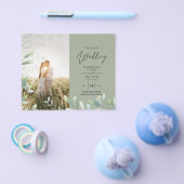 BUDGET Greenery葉フォトオーバーレイ結婚のQR チラシ (シングル)