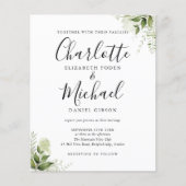 Budget Greenery葉Script Photo Wedding招待 (正面)