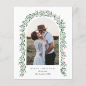 Budget Greenery Archフォトクリスマエレガントスカード (正面)