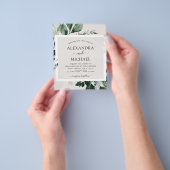 Budget Greenery Emerald Green Wedding Invitations チラシ (手)