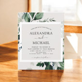 Budget Greenery Emerald Green Wedding Invitations チラシ
