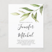 BUDGET Greenery Floral Minimal Wedding Invitation (正面)