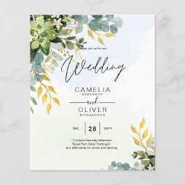 BUDGET Greenery Gold Eucalyptus Leaves Wedding チラシ