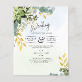 BUDGET Greenery Gold Eucalyptus Leaves Wedding チラシ (正面)