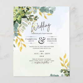 BUDGET Greenery Gold Eucalyptus Leaves Wedding チラシ