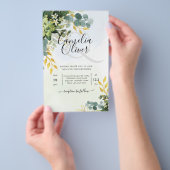 BUDGET Greenery Gold Eucalyptus Leaves Wedding チラシ (ハンドル)