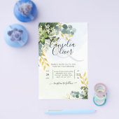 BUDGET Greenery Gold Eucalyptus Leaves Wedding チラシ (シングル)