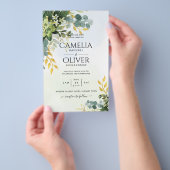BUDGET Greenery Gold Eucalyptus Leaves Wedding チラシ (ハンドル)