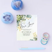 BUDGET Greenery Gold Eucalyptus Leaves Wedding チラシ (シングル)