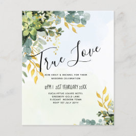 BUDGET Greenery Gold Eucalyptus Leaves Wedding チラシ
