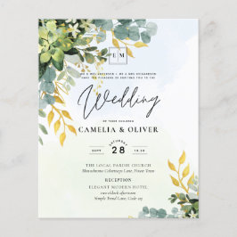 BUDGET Greenery Gold Eucalyptus Leaves Wedding チラシ