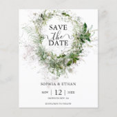 Budget Greenery Photo Save The Date Flyer チラシ (正面)