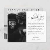 Budget Handレタリング写真結婚のサンキューカード (正面/裏面)