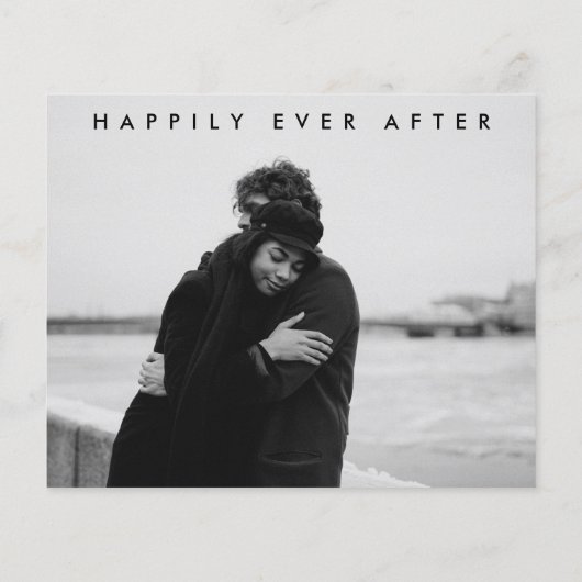 Budget Handレタリング写真結婚のサンキューカード (裏面)