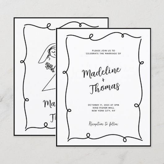 BUDGET Hand Drawn Cute Coule 結婚 Script's (正面/裏面)