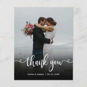 Budget Hand Letteredの結婚写真サンキューカード