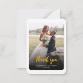 Budget Hand-Lettered Photo'結婚s Thank You ノートカード (正面)