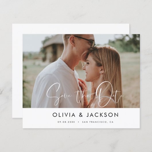 Budget Hand Lettered White日付の写真を保存 (正面/裏面)