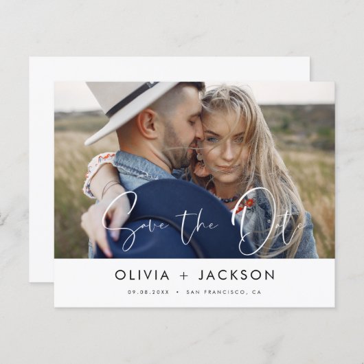 Budget Hand Lettered White日付の写真を保存 (正面/裏面)