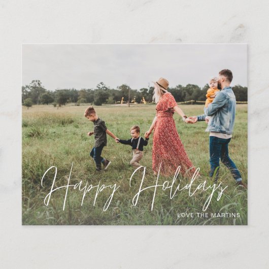 Budget Happy Holidaysスクリプトモダン写真2フライヤー チラシ (正面)