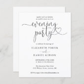 Budget Heart Script Evening Party Wedding Invite (正面/裏面)