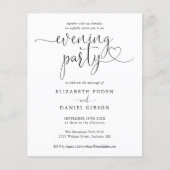 Budget Heart Script Evening Party Wedding Invite (正面)