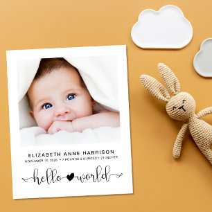 Budget Hello Worldベビー写真誕生のお知らせ
