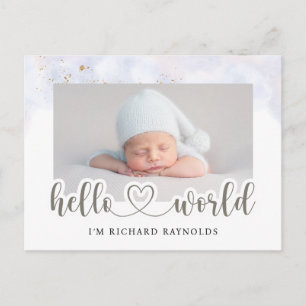 Budget Hello World男の赤ちゃん発表カード ポストカード