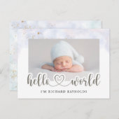 Budget Hello World男の赤ちゃん発表カード ポストカード (正面/裏面)