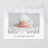 Budget Hello World男の赤ちゃん発表カード ポストカード (正面)
