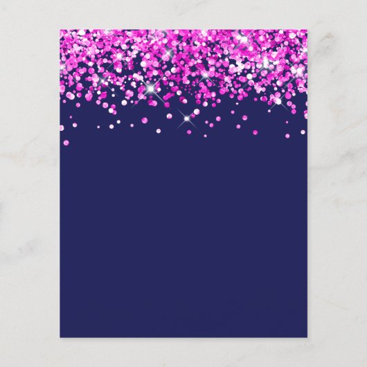 Budget Hot Pink Glitter Navy 18th Birthday Invite (裏面)