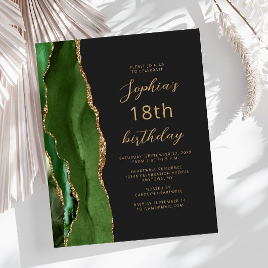 Budget Hunter Green Agate Script 18th Birthday