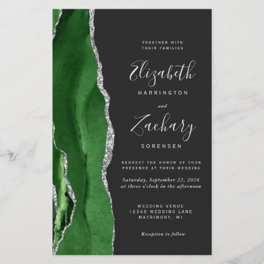 Budget Hunter Green Silver Dark QR Code Wedding (正面)