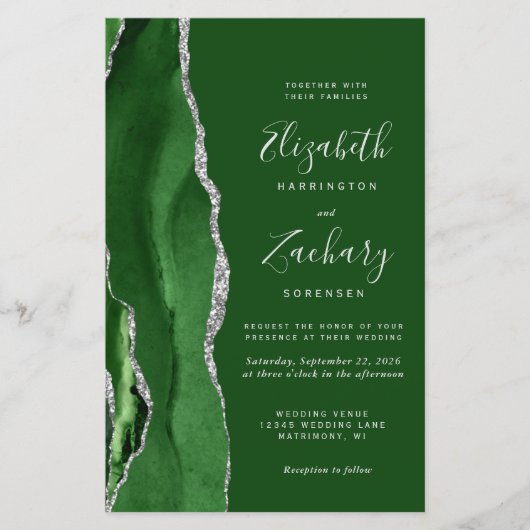 Budget Hunter Green Silver QR Code Wedding (正面)