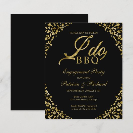 Budget I DO BBQ婚約パーティ招待状 (正面/裏面)