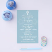 Budget Invitation Floral Cross Baptism Sky Blue チラシ (シングル)