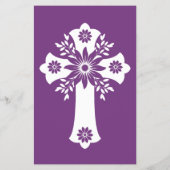 Budget Invitation Floral Cross Baptism Sweet Plum チラシ (裏面)