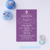 Budget Invitation Floral Cross Baptism Sweet Plum チラシ (シングル)