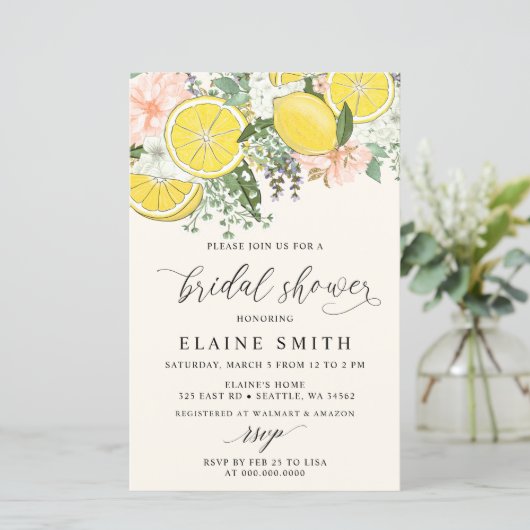 Budget Lemon Lime Citrus Bridal Shower Invitation (スタンド正面)