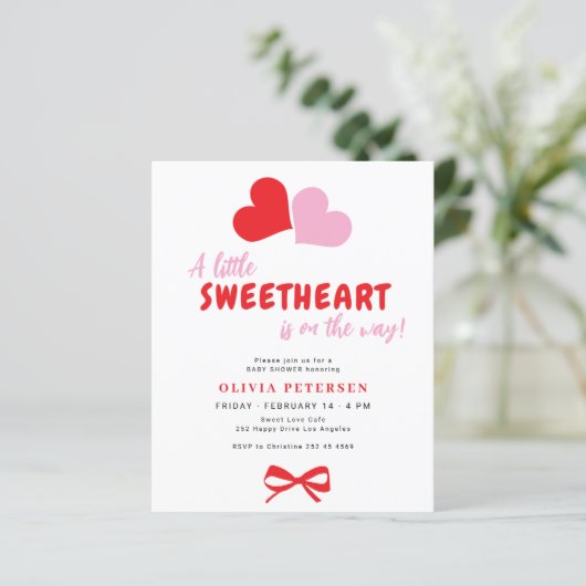 Budget little sweetheart baby shower invitation (スタンド正面)