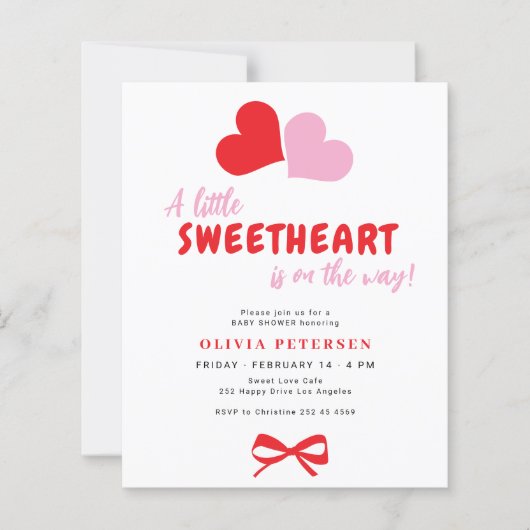 Budget little sweetheart baby shower invitation (正面)