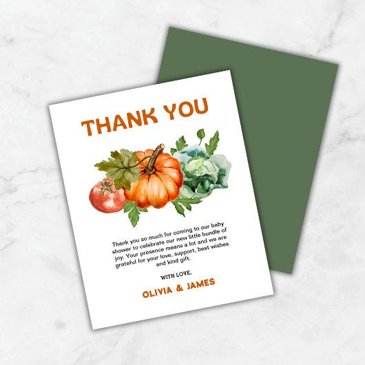 Budget Locally Grown Baby Shower Thank You Card 