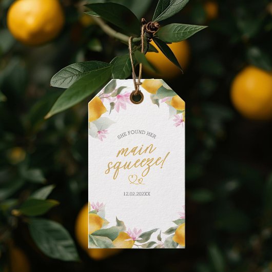 Budget Main Squeeze Lemon Wreath Bridal Shower ギフトタグ