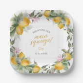 Budget Main Squeeze Lemon Wreath Bridal Shower ペーパープレート (正面)