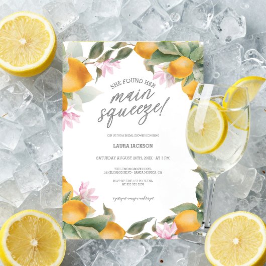 Budget Main Squeeze Lemon Wreath Bridal Shower 招待状