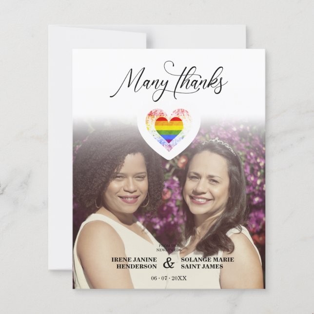 Budget Many Thanks LGBT Rainbow Pride Heart Photo (正面)